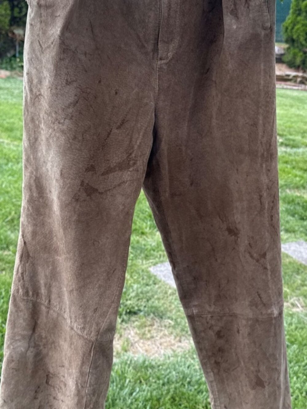 Vintage Distressed Suede Leather Pants Women's 12 Soft Boho Luxe Tapered